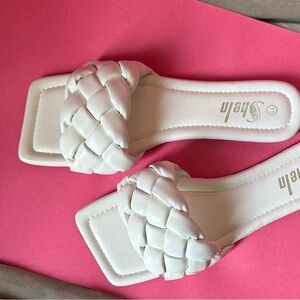 SHEIN Cream Braided Slide Sandals